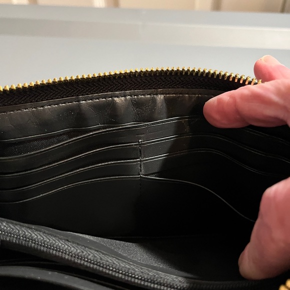 Coach Black Floral Zip Around Wallet Gold Hardware - Picture 8 of 14